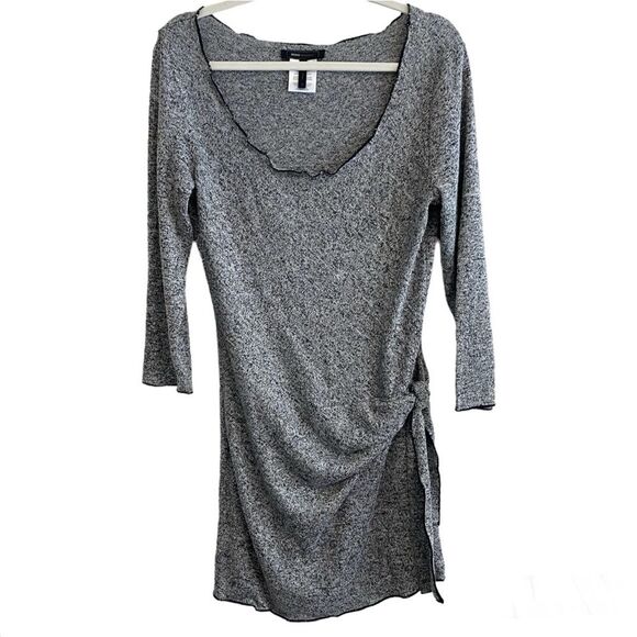 BCBG MaxAzria Y2K Scoop Neck 3/4 Sleeve Gray Heather Mini Dress Size Medium - Picture 2 of 10